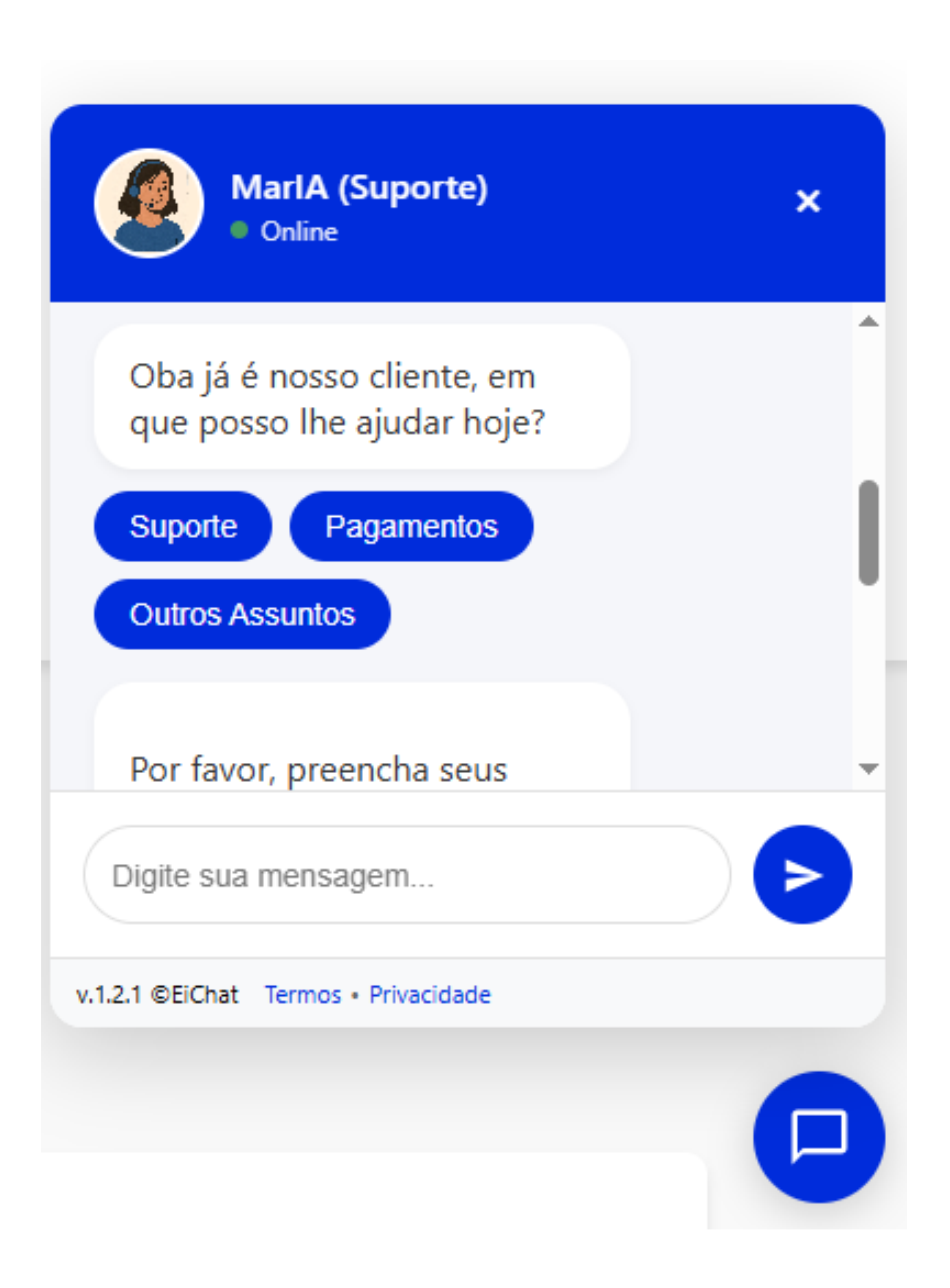 Chatbot conversando